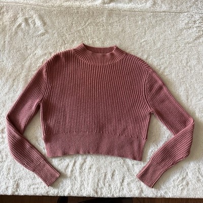LA Hearts by PacSun Sweater Pink Cropped Long Sleeve Ribbed Knit Women's Size XS