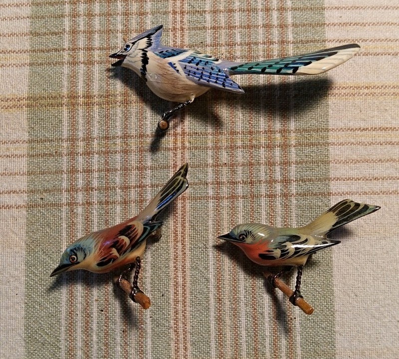 JAPANESE WWII GAMAN BIRD PINS - Set of Three, Unsigned, Internment Camp Art