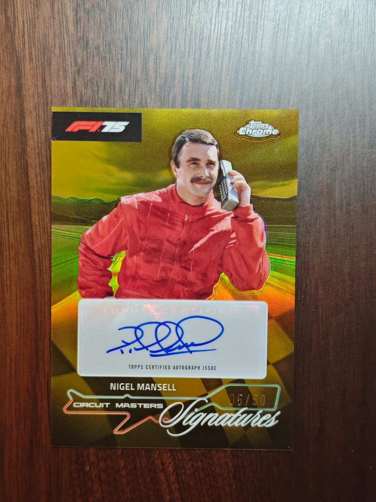 2025 Topps Chrome F1 Nigel Mansell Circuit Masters Signature Gold Auto 05/50