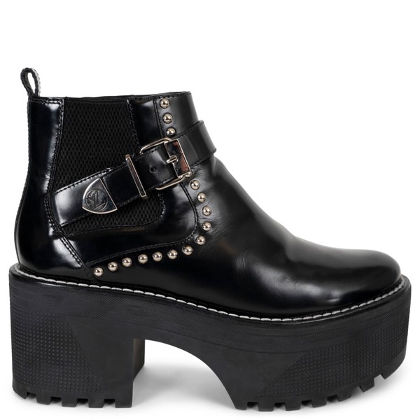 73905 authentische Louis Vuitton schwarze Leder 2016 NIETEN KLOBIGE Stiefeletten Schuhe 36