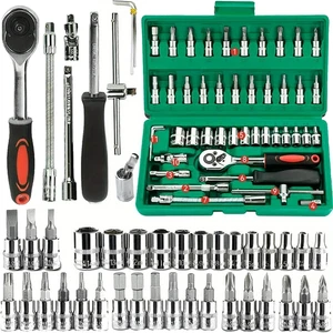 Remise aujourd'hui:46Pcs outils de la famille 1/4 Set kits d'outils mécaniques pour la réparation automatique Hou
