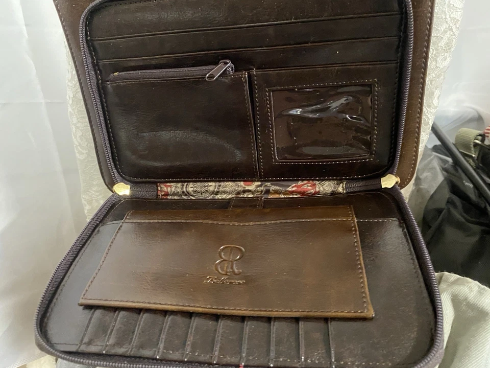 Bandolera organizadora de cuero marrón bellerose vintage cartera bolso de hombro Foto 4 de 4