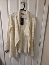 NWT Miss Kelly 1999 Open-Knit Sweater Womens Sz M / L Ivory  #S211