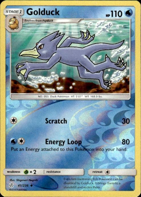 Pokemon Reverse Holo Golduck SM - Cosmic Eclipse 41/236 LP