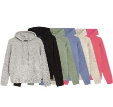EX M*S HOODIE Soft touch Ribbed Relaxed ladies hooded knit jumper top hoody