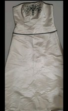 Y2K Davids Bridal Size 16 White Strapless Wedding Dress A-Line Silk Like Gown
