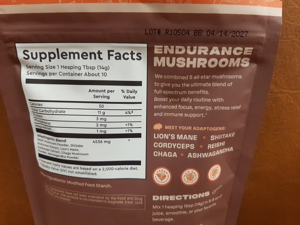 Shroomology能量认知耐久蘑菇咖啡促进5盎司非转基因素食 — 第 4/4 张图片