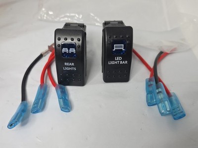 Rear & Led Lights Waterproof Rocker Switch Toggle ON/Off Blue Rear Lights Switch