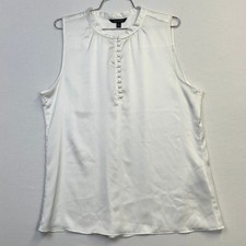 Banana Republic Satin Sleeveless Blouse Shirt Womens Large L White Top
