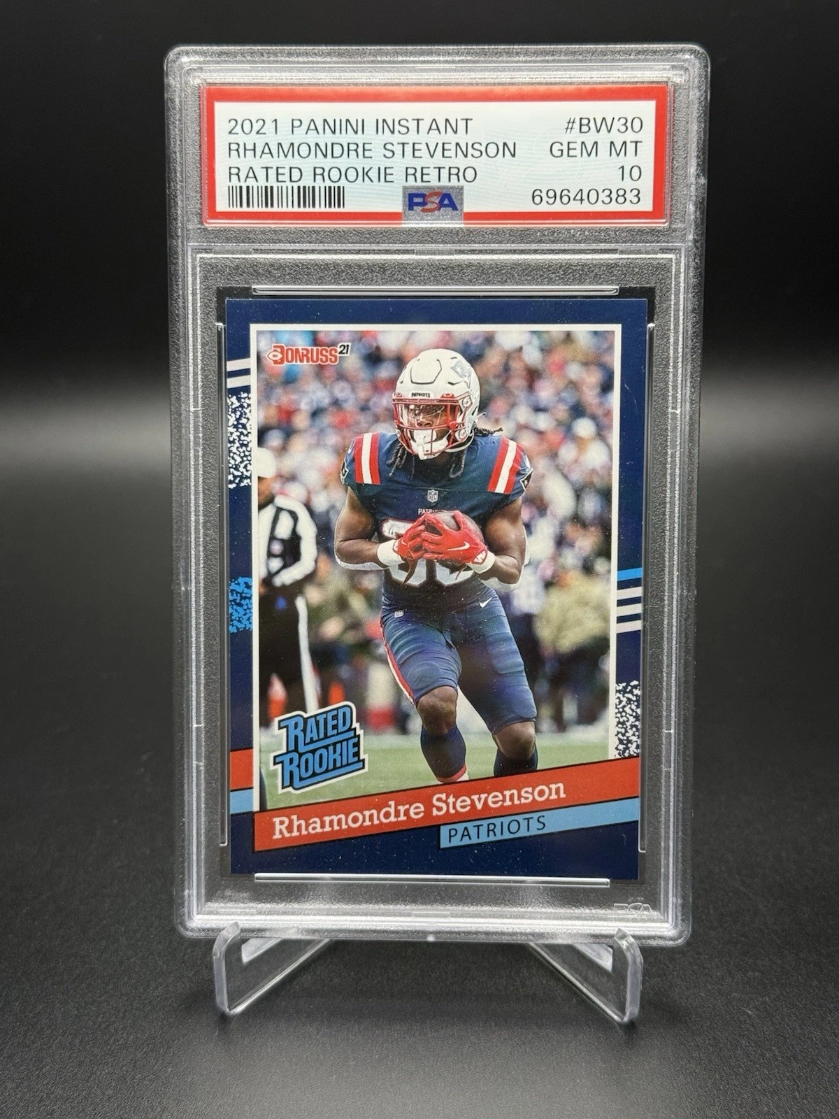 Rhamondre Stevenson Panini Instant Rated Rookie Retro #BW30 Base