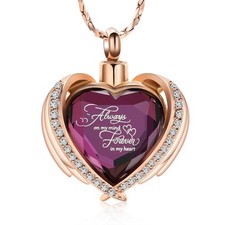 Cremation Jewelry Angel Wing Heart Urn Pendant Necklaces for Crystals Urns fo...
