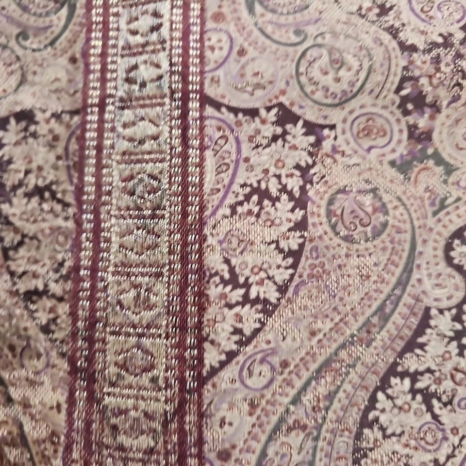 2 Croscill Tangier Paisley Damask Curtain Panels Gold Brown Lined 40x86 Weighted - Image 3 of 4