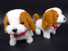 Two Barking, Walking, Tail Wagging Plush Puppies, 7" Nose to Tail, Brand New