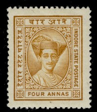INDIAN STATES - Indore GVI SG26, 4a yellow-brown, LH MINT. Cat �45.
