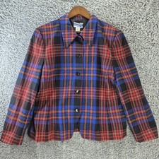 Pendleton Blazer Womens 18 Tartan Plaid Jacket Vintage 100 Virgin Wool Business