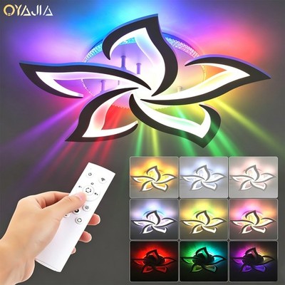 Modern LED Deckenleuchte Fernbedienung Dimmbar RGB 5 Blütenblätter Deckenlampe