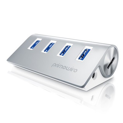 Primewire USB HUB, USB3.2 Gen1, 4 Port, Silber