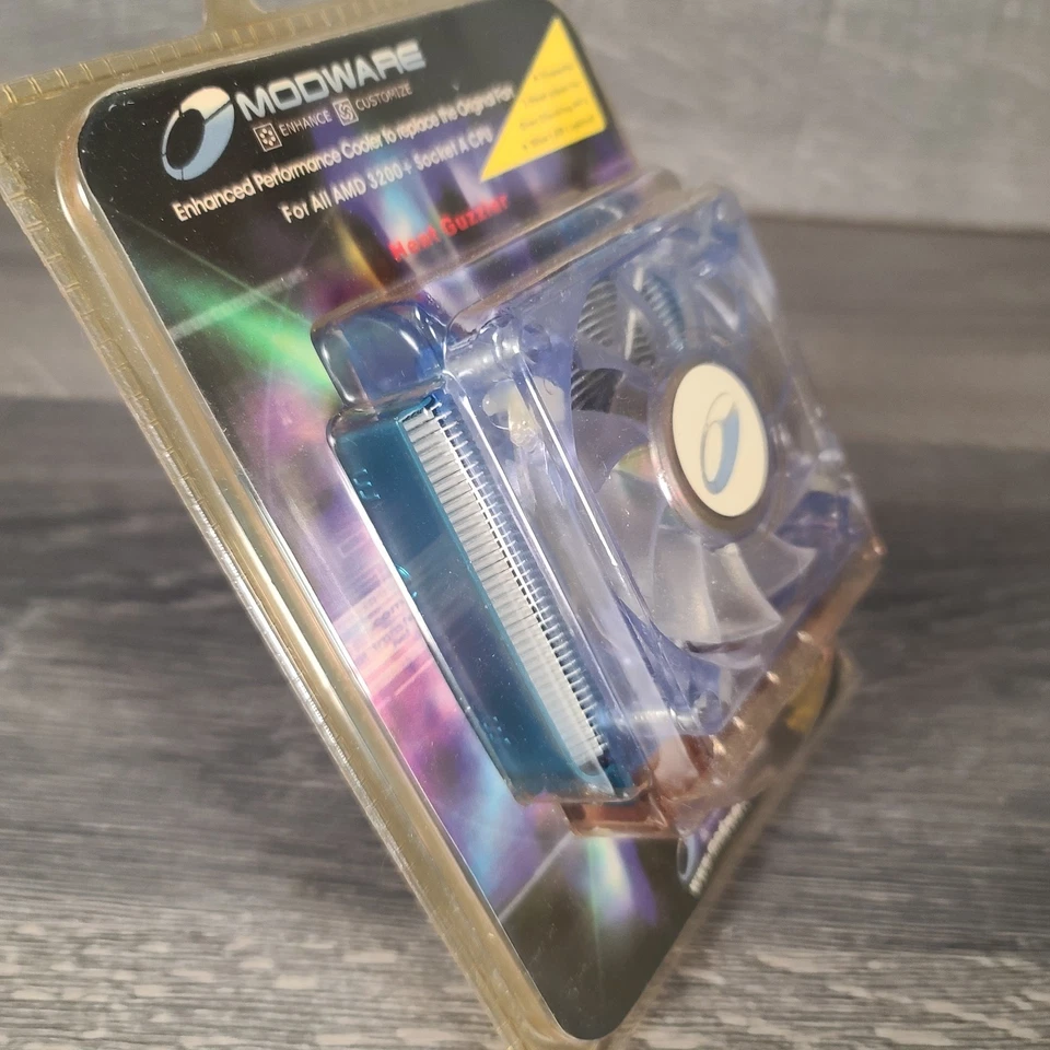 Modware Heat Guzzler CPU Cooler Heatsink Fan AMD 3200 + Socket A CPU Lighted New - Image 4 of 4