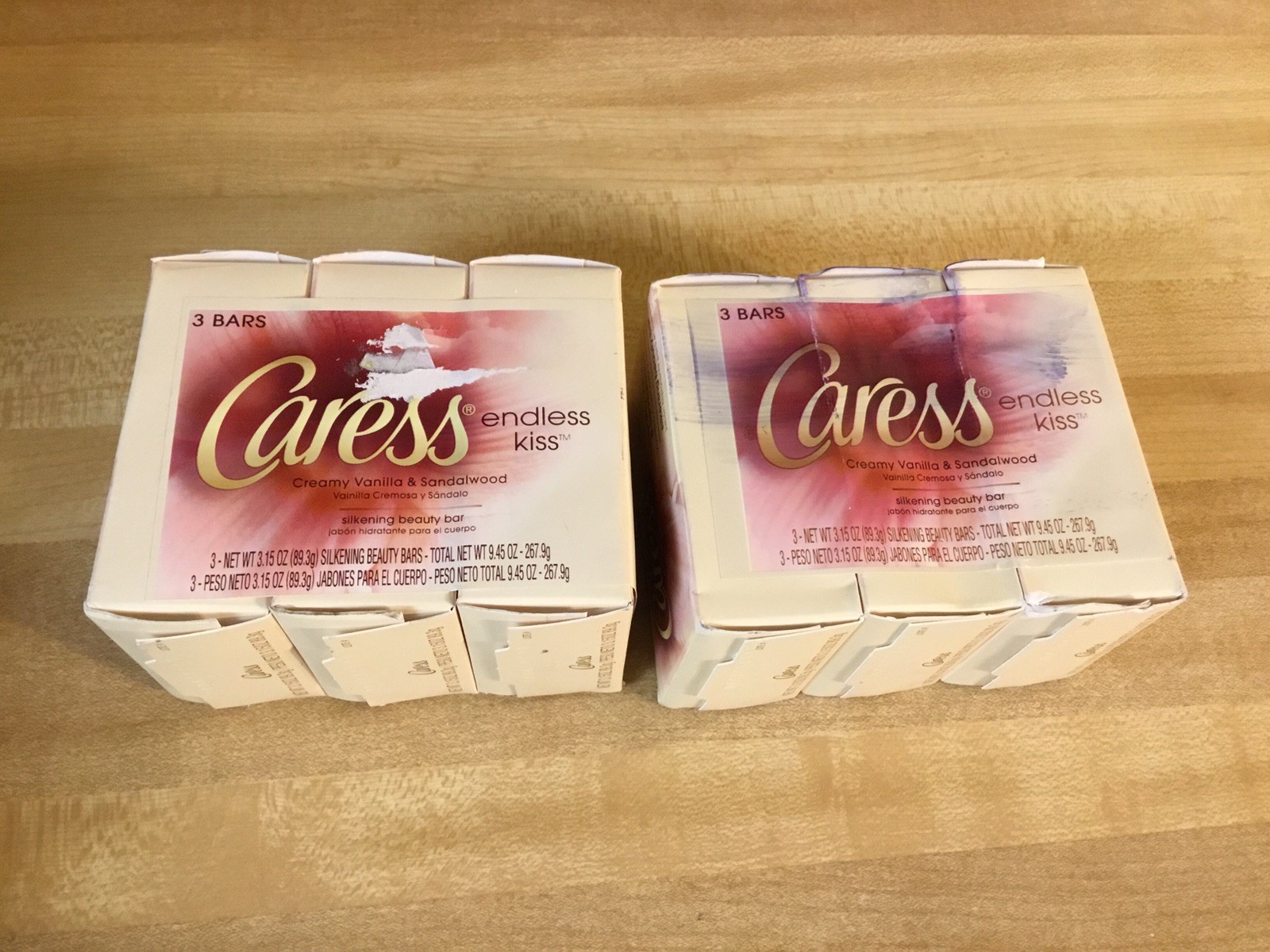 Lot of 6 Caress Beauty Bar Soap ENDLESS KISS Creamy Vanilla Sandalwood