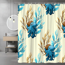 Blue Octopus Shower Curtain Nautical Ocean Print
