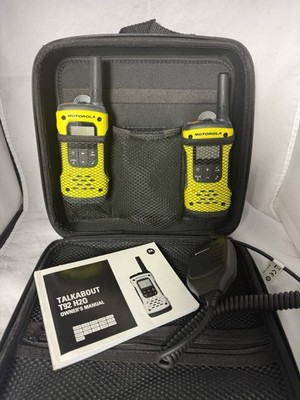 Motorola Talkabout T92 H2O Handheld Walkie Talkie Set Yellow Black w/ Case