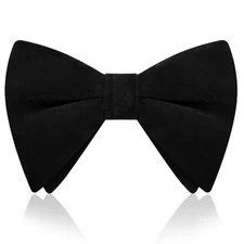 Velvet Bow Tie Oversized Bow Ties for Men Adjustable Black Clip on 1 Pcs: Black