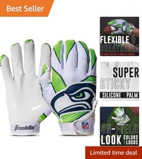 Youth NFL Football Receiver Gloves - Kids Football Gloves Pair - NFL Team Log...