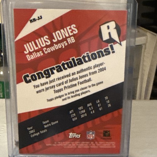 Camiseta deportiva Topps Pristine 2004 “Rookie Revolution” #RE-JJ, JULIUS JONES RC, Cowboys - Imagen 3 de 3