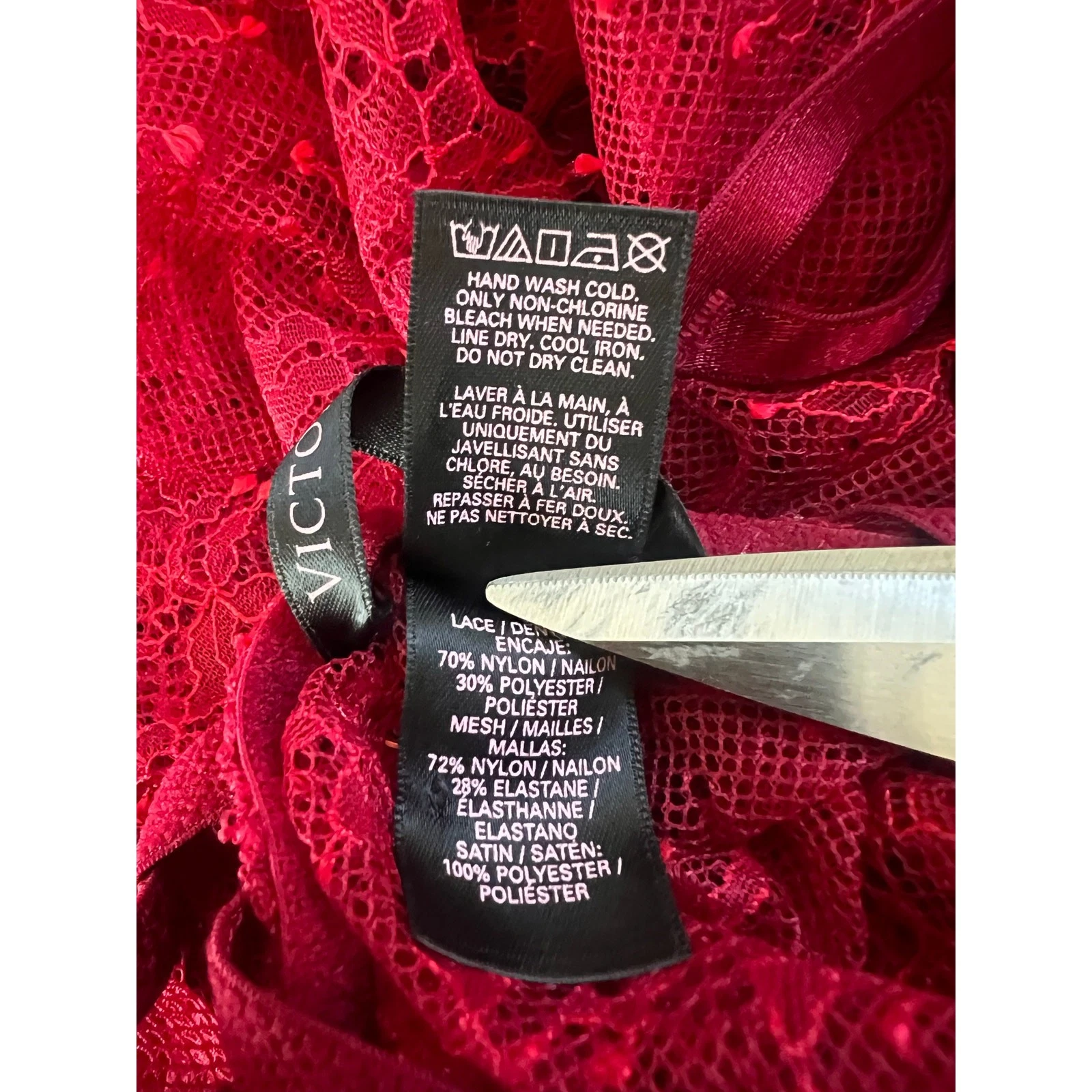 UNDERCOVER Abito Victoria's Secret rosso semi trasparente pizzo ferretto maxi aperto davanti taglia 34B