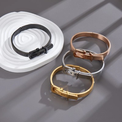 Edelstahl Armreifen Damen verstellbar geometrisch poliert Mode Schmuck