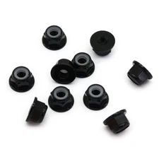 10pcs M4 Flange Locking Hex Nuts Nylon Insert Anodized Aluminum (Black)