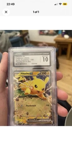 CGC 10 - Pokemon TCG Pikachu ex SVP 106 - Battle Academy 2024 Black Star Promo