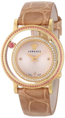 Versace Women's VDA060014 Venus DIAMONDS Gold Dial Beige Alligator Leather Watch