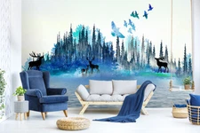 3D Elk Forest Wallpaper Wall Mural Removable Self-adhesive Sticker209