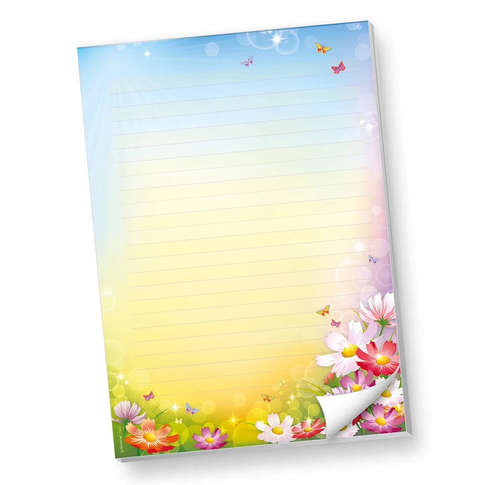 TATMOTIVE Bunter Schreibblock A4 liniert Blumen 2 Stück Briefpapier Block Briefblock