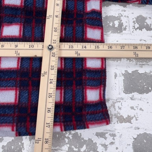 Vintage Looney Tunes Sweater Boys 7 Blue Red Plaid Fleece Jacket Youth Taz Y2K  - Picture 6 of 7