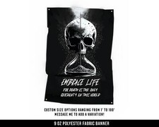 Motivational Cloth Banner - Home Gym Wall Art - Skull Flag