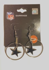 Dallas Cowboys Star In Hoop Hanging Earrings NFL
