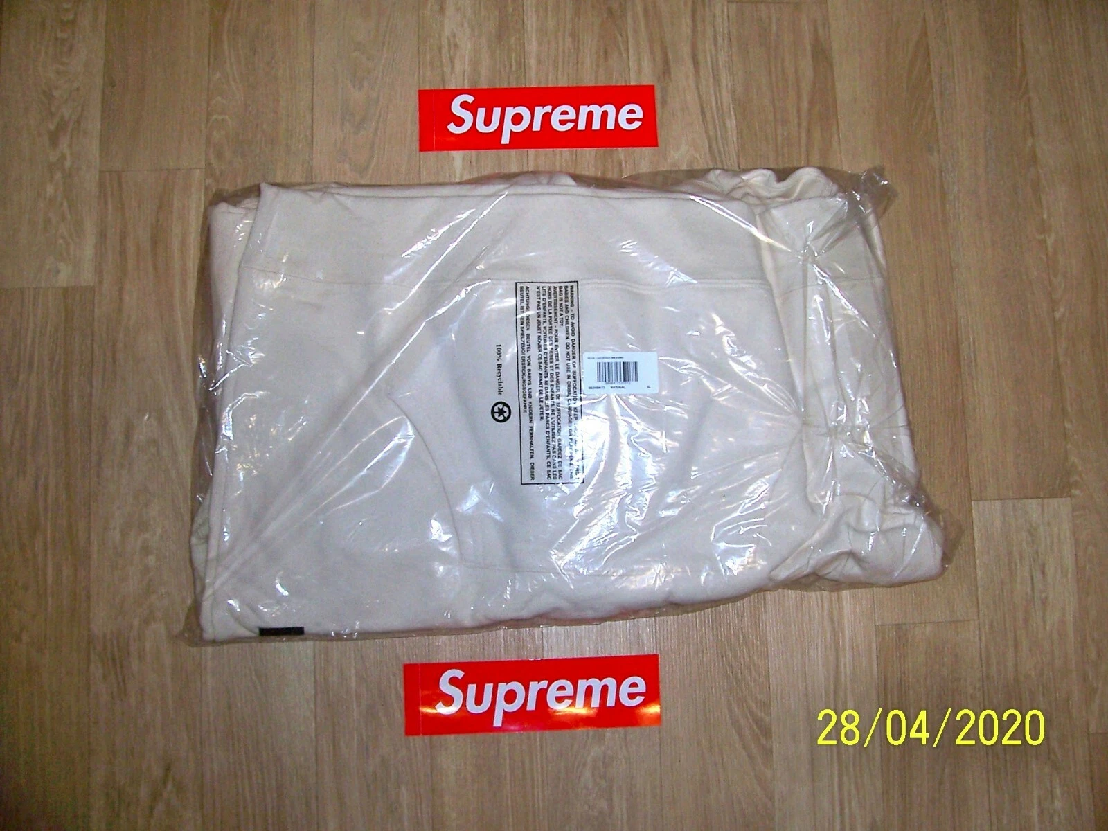 Felpa con cappuccio logo digitale Supreme naturale SS20 XL NUOVA CON ETICHETTE spedita in tutto il mondo