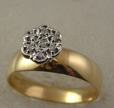 10 karat diamond engagement ring 10K gold round illusion diamond engagement ring