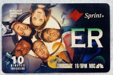 1995 10 Min Sprint Phone Card ~ ER Doctors: George Clooney, Noah Wyle, A Edwards