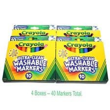 X4 Crayola 10 Count Ultra-Clean Broad Line Washable Markers Nontoxic
