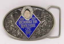 Belt Buckle 2010 Fur Rendezvous Anchorage Alaska Buckle 75 Years 1935-2010