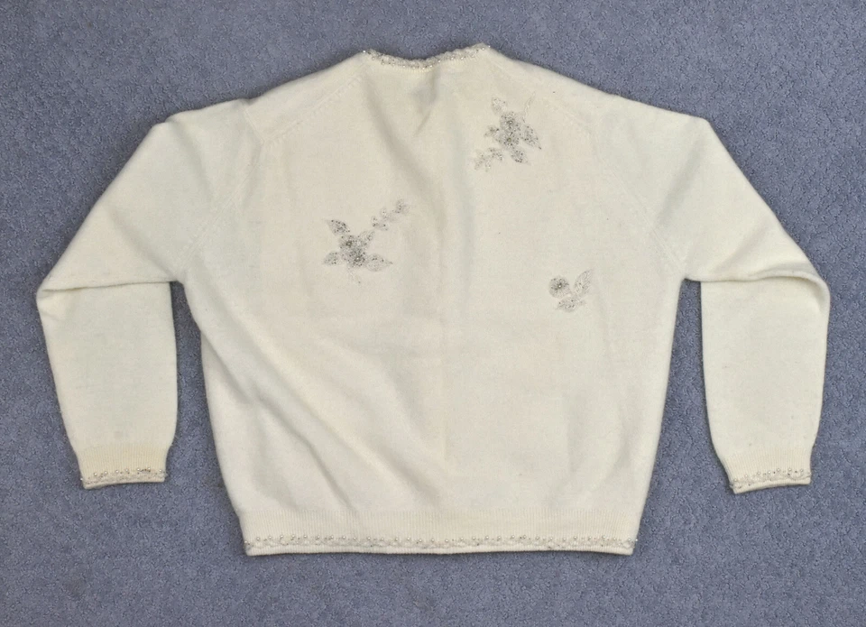 Винтажный Lena девочки микро бисером шерсти атласной подкладки кардиган свитер куртка - Изображение 4 из 4