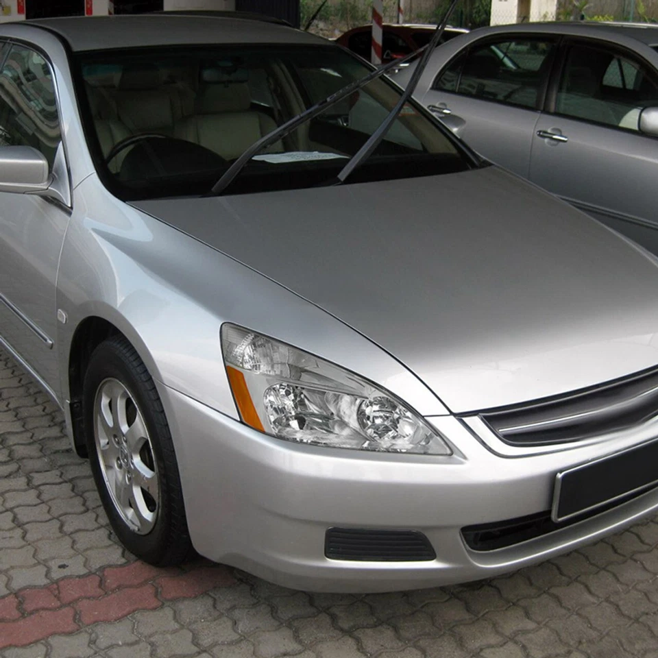 For 03-07 Honda Accord 2/4 Door Chrome Headlights w/Amber Reflector Inspire - Image 3 of 3