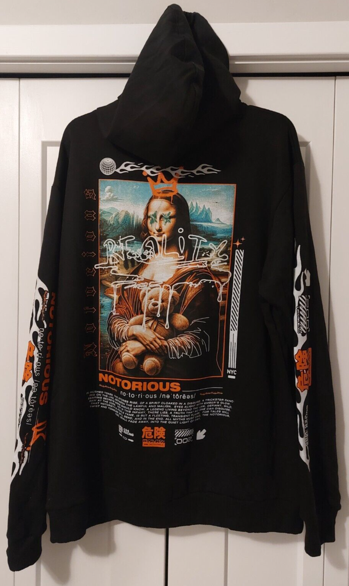 FRESH LAUNDRY BLACK NOTORIOUS MONA LISA TEDDY BEAR ART HOODIE MENS