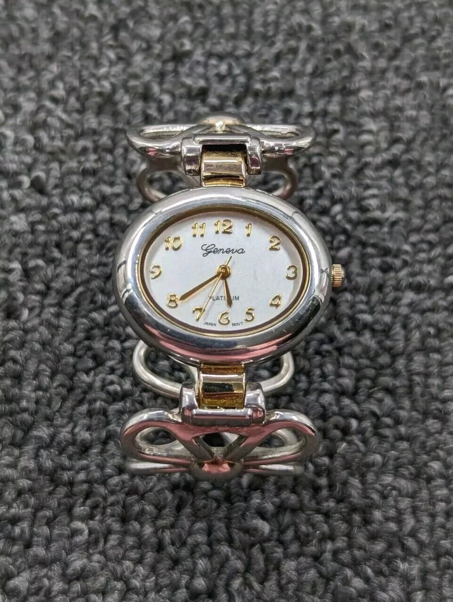 Vintage Silver Tone Geneva Platinum 8095 Women's Cuff Bracelet