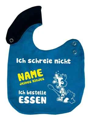 KLEINER FRATZ größenverstellbares Baby Wende Lätzchen Ich schreie nicht und Namen des Kindes