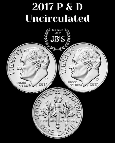 2017 P&D Roosevelt Dime 2 coin Set BRILLIANT UNCIRCULATED *JB's Coins*