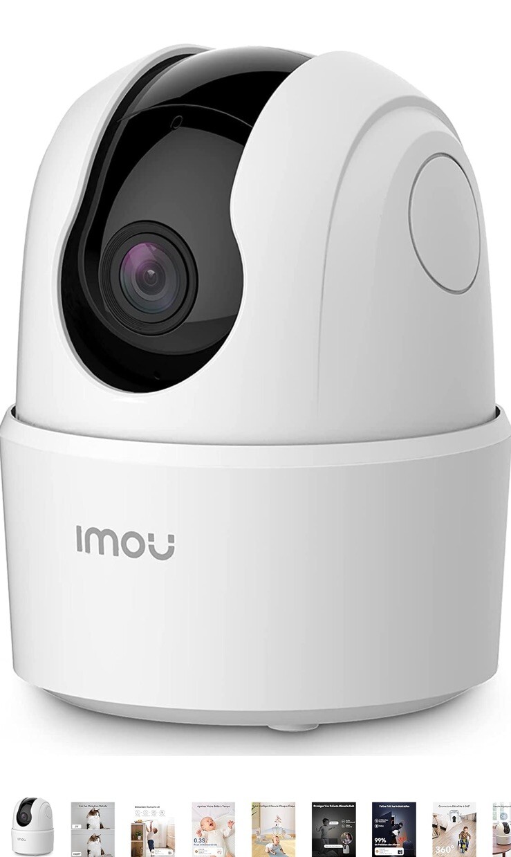 Caméra surveillance intérieur Wifi blanche HD avec vision nocturne pour maison